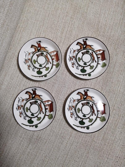 Wedgwood Coalport 3.94" Hunting Scene Dessert Plates Set of 4 Vintage