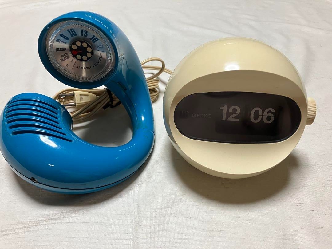 SEIKO SD506 Space Age Retro Flip Clock White Blue Vintage Used