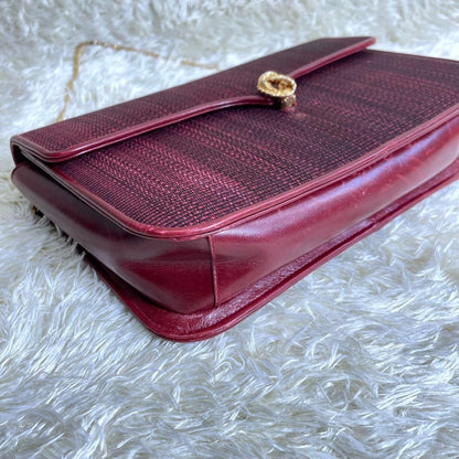 BALLY Shoulder bag Horsehair Leather Gold chain Red Vintage Authentic