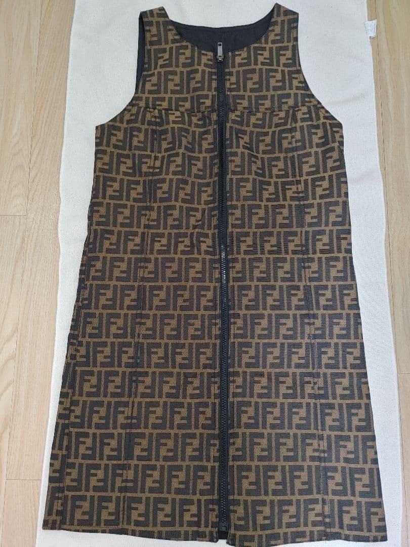 FENDI Zucca Pattern Reversible Dress Brown Black Free Size
