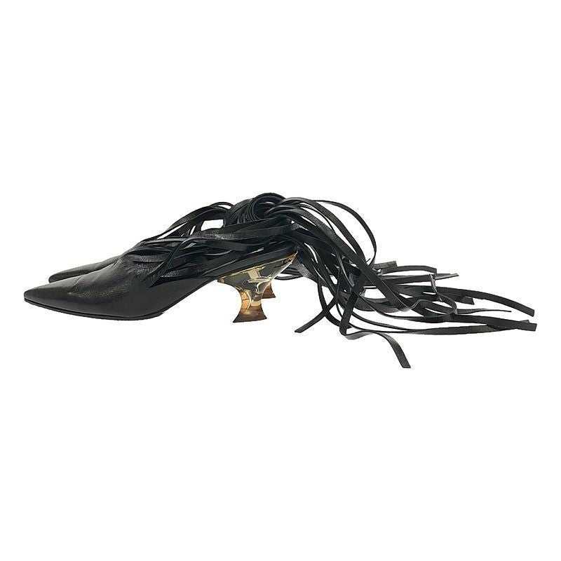 JIL SANDER | 2022SS Leather Fringe Slingback Clear Heel PUMPS 36 1 2 Used KLDR-0