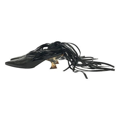 JIL SANDER | 2022SS Leather Fringe Slingback Clear Heel PUMPS 36 1 2 Used KLDR-0