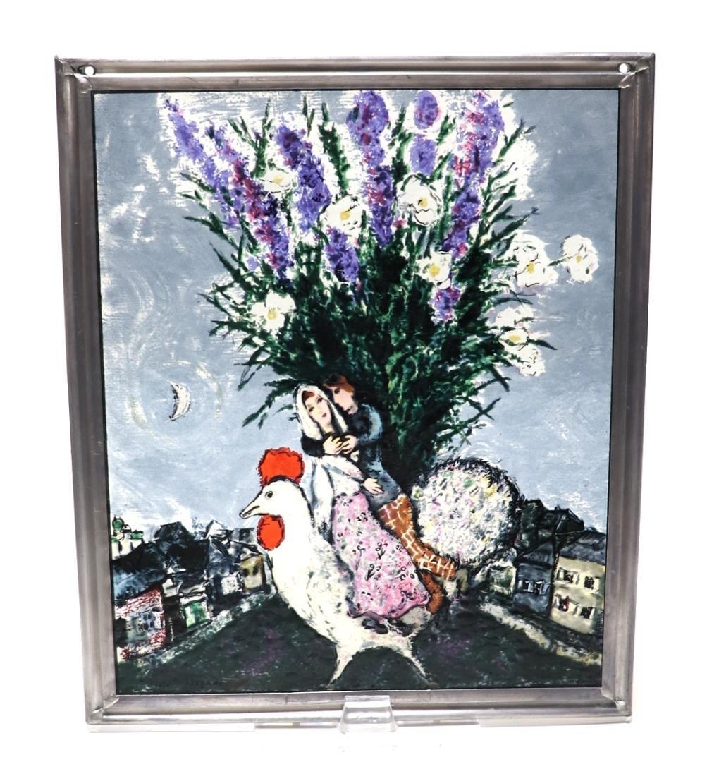 Marc Chagall Vintage Stained Glass Boston Village Bride and Groom