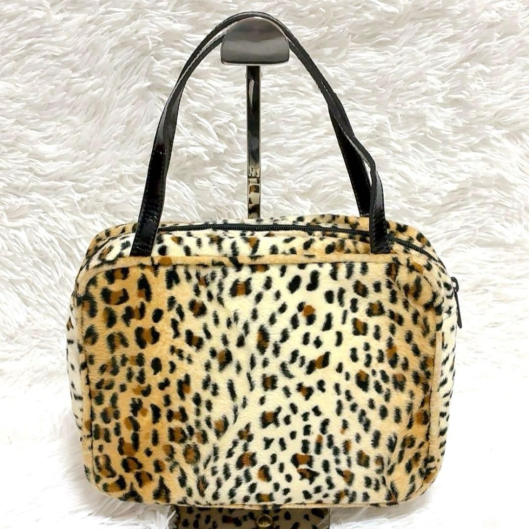 Kate Spade Leopard Print Faux Fur Handbag USA Made Vintage Leather Handle