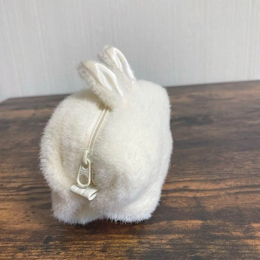 1990's fluffy rabbit pouch white fancy goods new