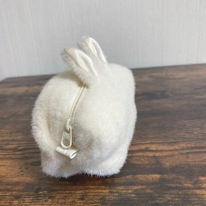 1990's fluffy rabbit pouch white fancy goods new