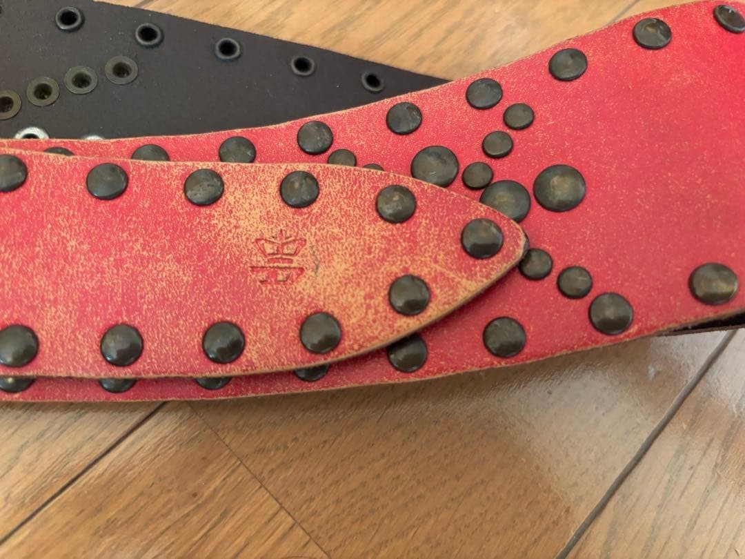 Diesel Women Red Studded Decorative Leather Belt Wide Design Luxury Classic ITA