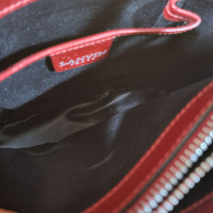 Lanvin Handbag Shoulder Bag Purse Leather in Red Silver Hardware USED Good Cond