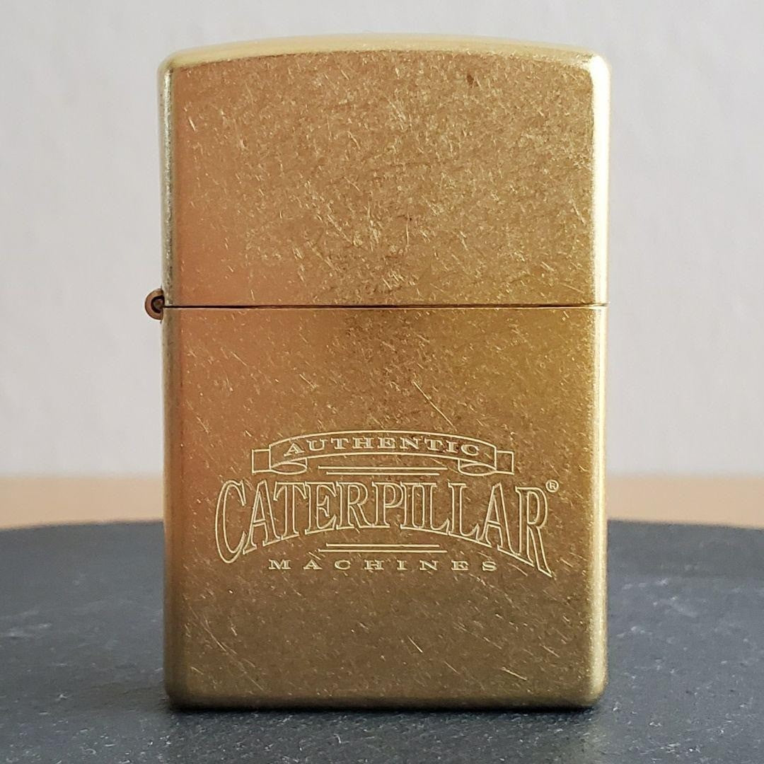 CAT Caterpillar Authentic Machines Brass Gold Zippo Oil Lighter 2005 MIB Rare