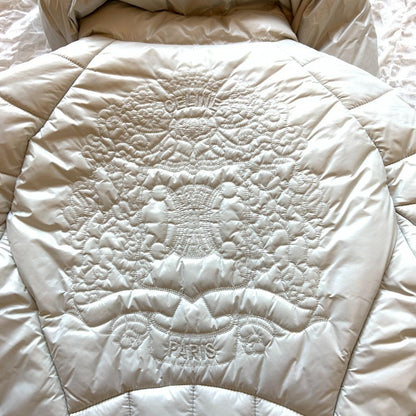 CELINE macadam embroidery metal zip pull padded coat (40)