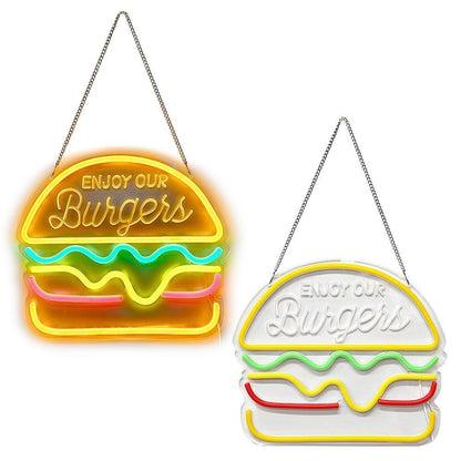 Hamburger LED Neon Light USB Hamburger Light with Dimming Function Neon Sign