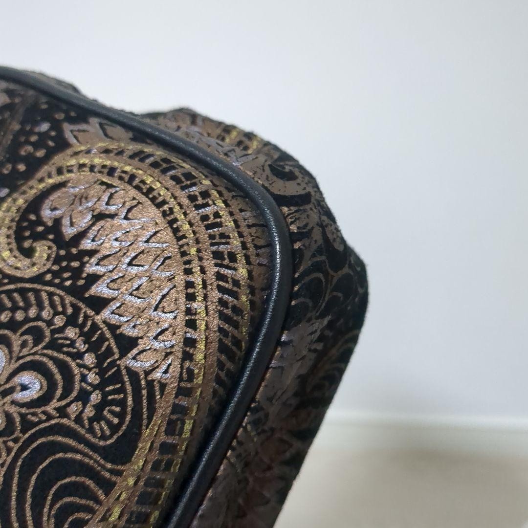 Rare Item BALLY Paisley Pattern Clutch Bag Wood Vintage 14a