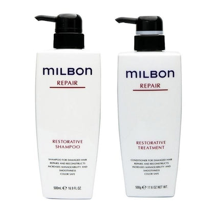 Milbon Repair Restorative Shampoo & Treatment 500ml 17.6oz Set Bottle Japan