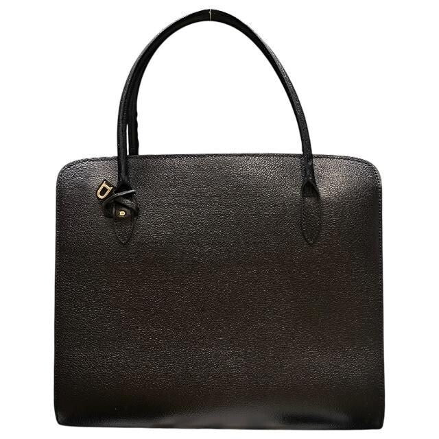 DELVAUX Women's Black Leather Sepia Tote Shoulder Bag with D Charm Used