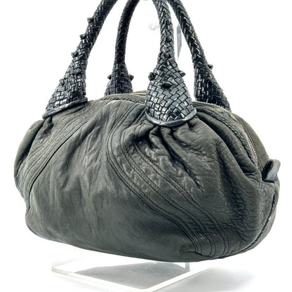 FENDI Spy Bag Vintage Hand Bag Leather Black Auth
