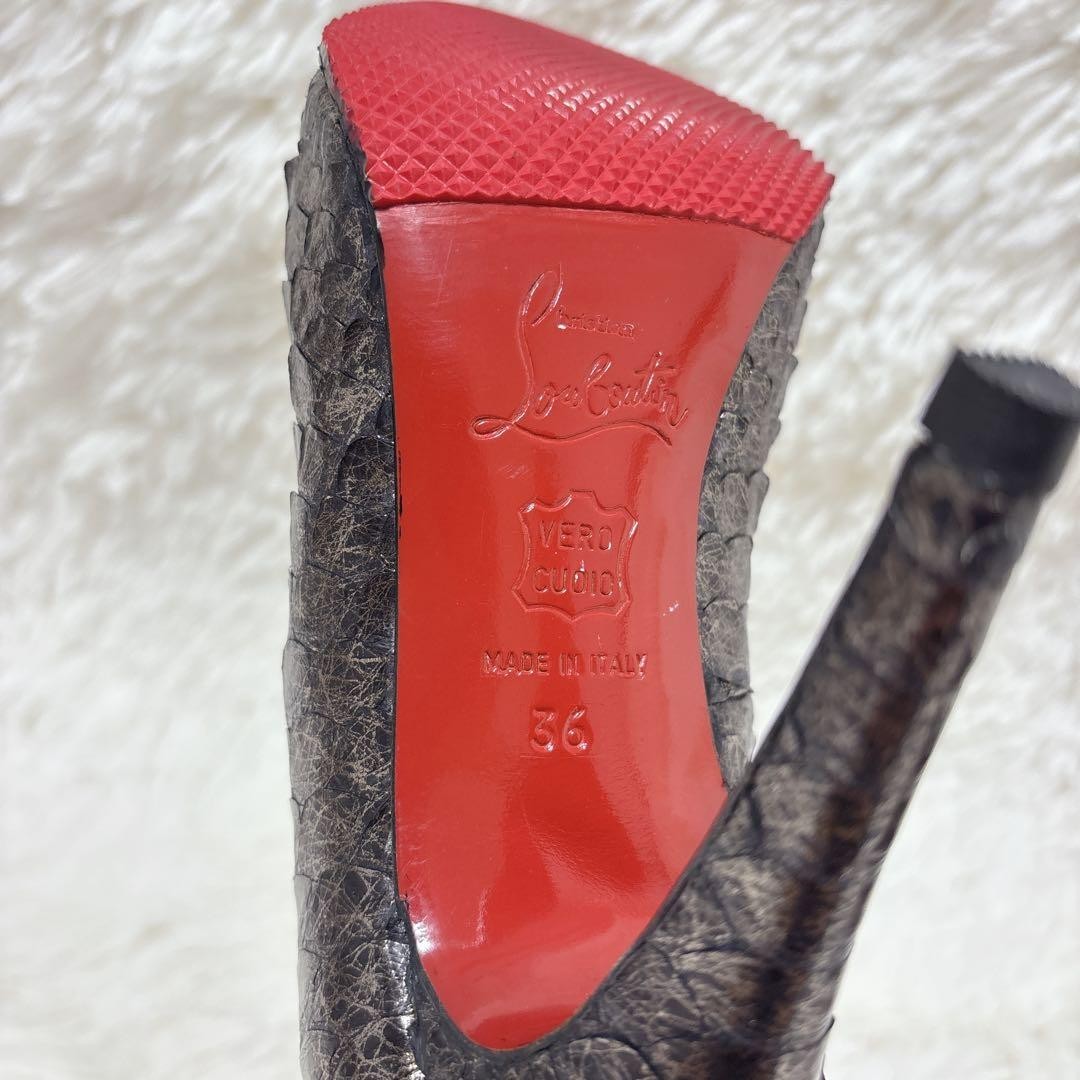 Rare Christian Louboutin Python Metallic Pumps Size 36 US 6 Red Sole Heels