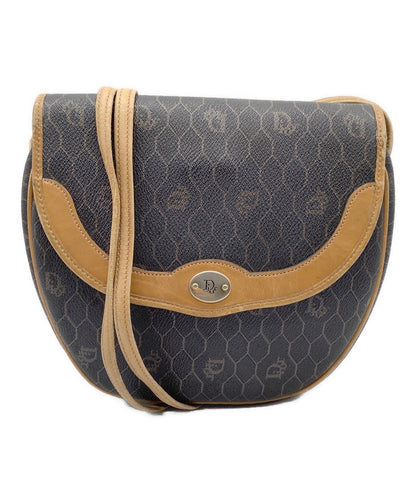 Dior Honeycomb Shoulder Crossbody Bag Brown Canvas Leather Vintage Auth