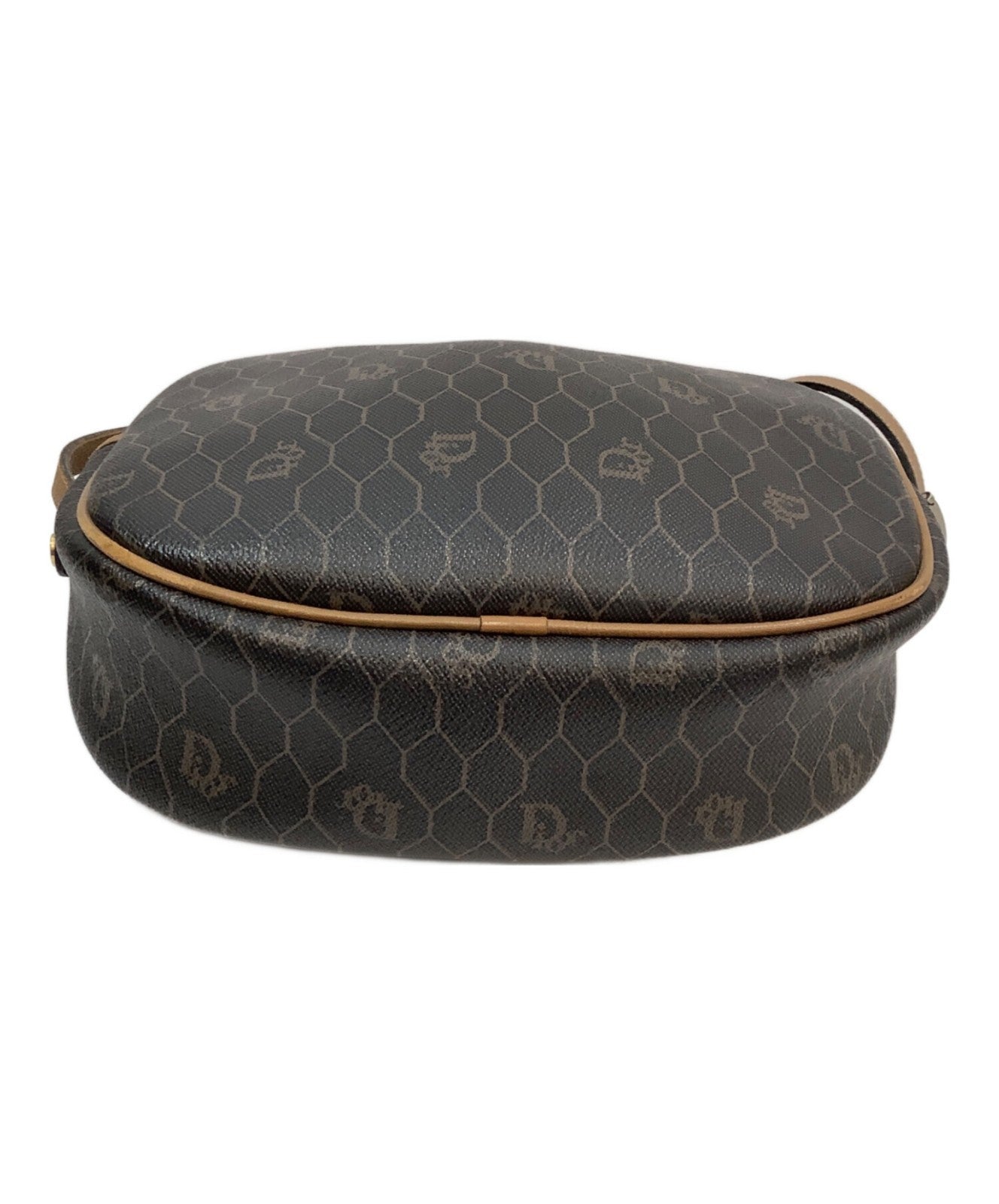 Dior Honeycomb Shoulder Crossbody Bag Brown Canvas Leather Vintage Authentic
