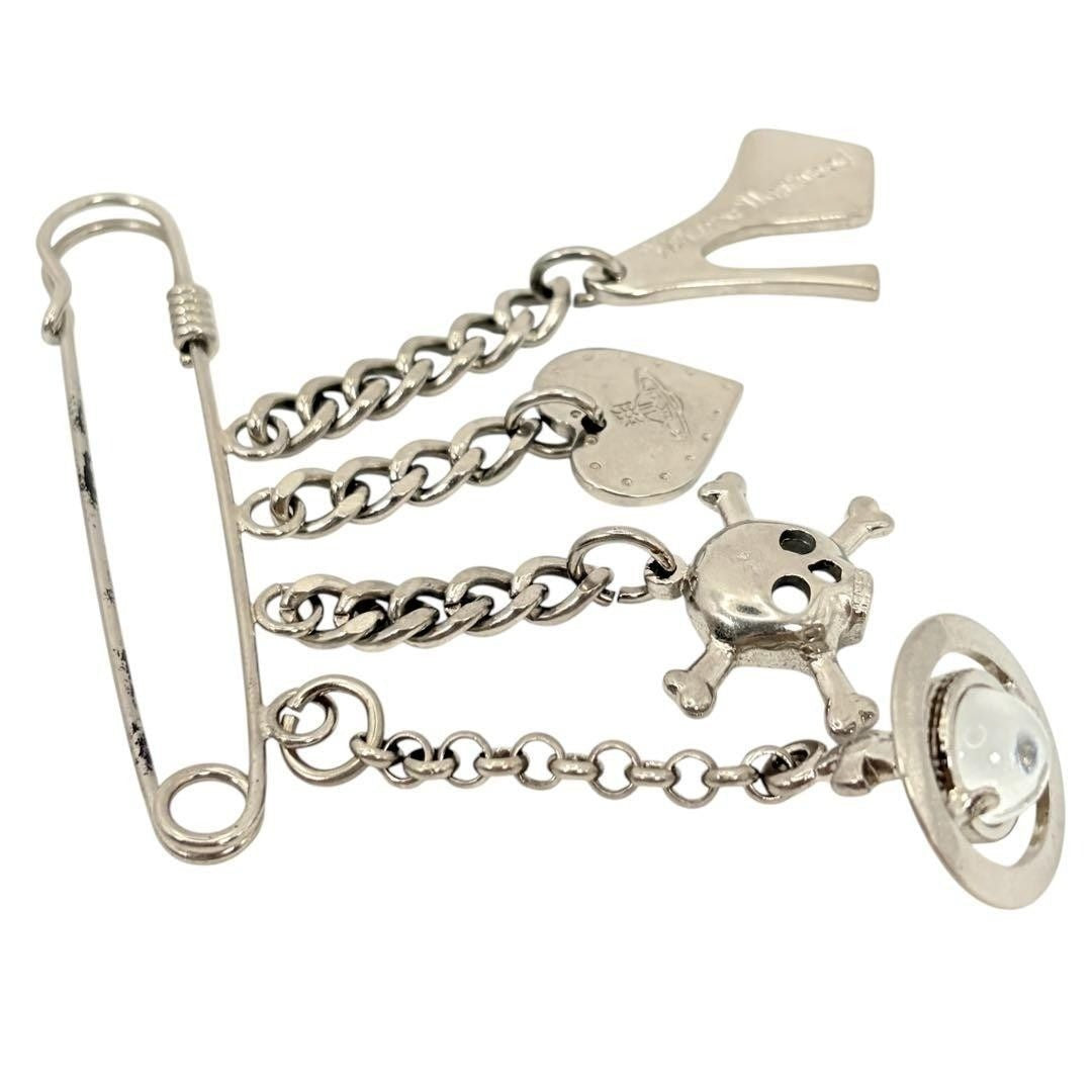 VIVIENNE WESTWOOD Silver Orb Safety Pin Brooch Rare Designer Charm