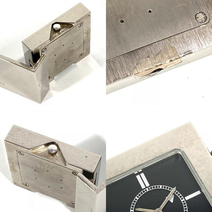 GUCCI REF0840 Logo Travel Watch Watch Interior Table clock SS Silver