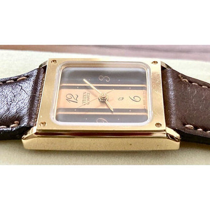 Rare Vintage CITIZEN SUCCESS GN-4S Brown Gold Watch From JAPAN