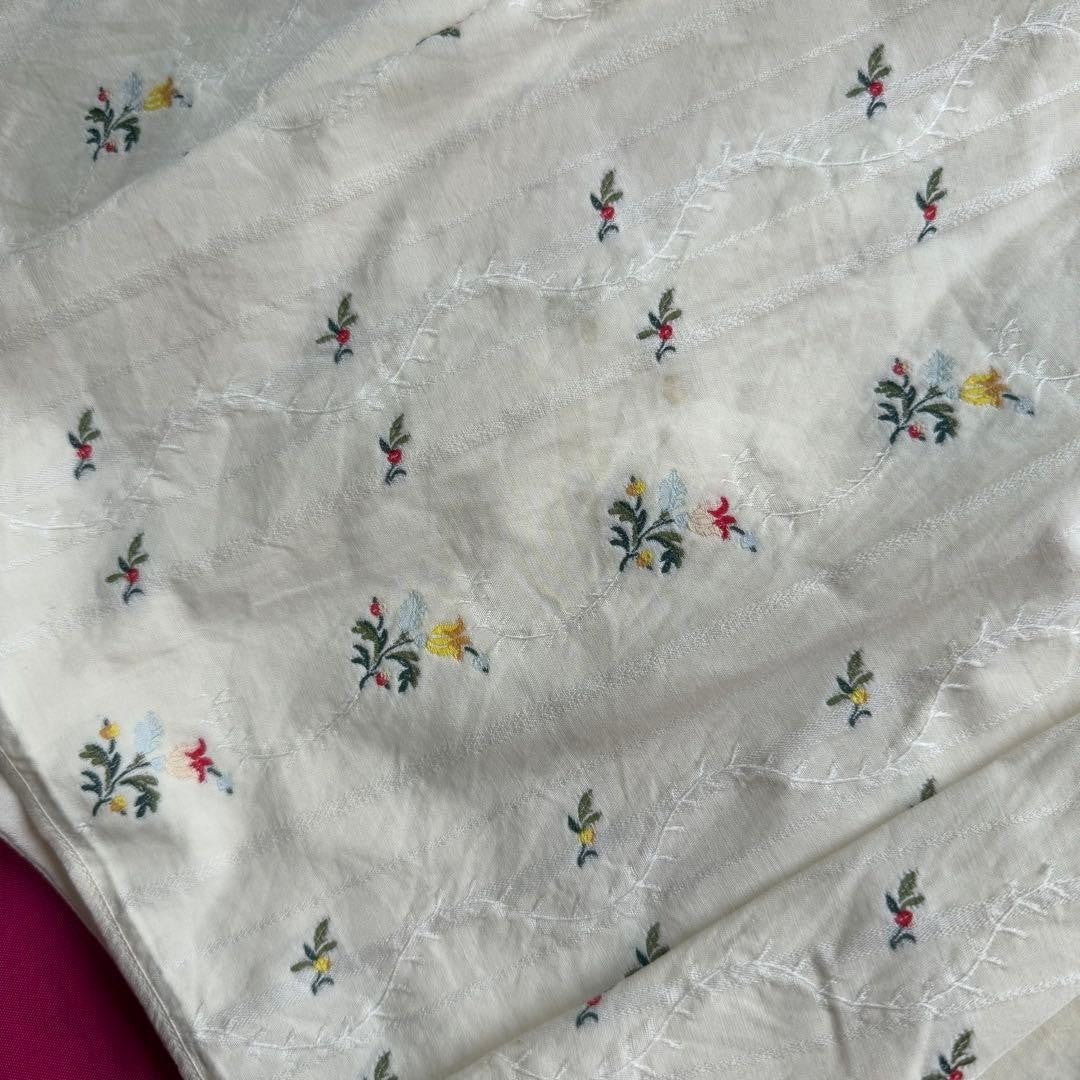 Christian Dior Skirt Knee Length Off White Floral Embroidery Size M 50cm