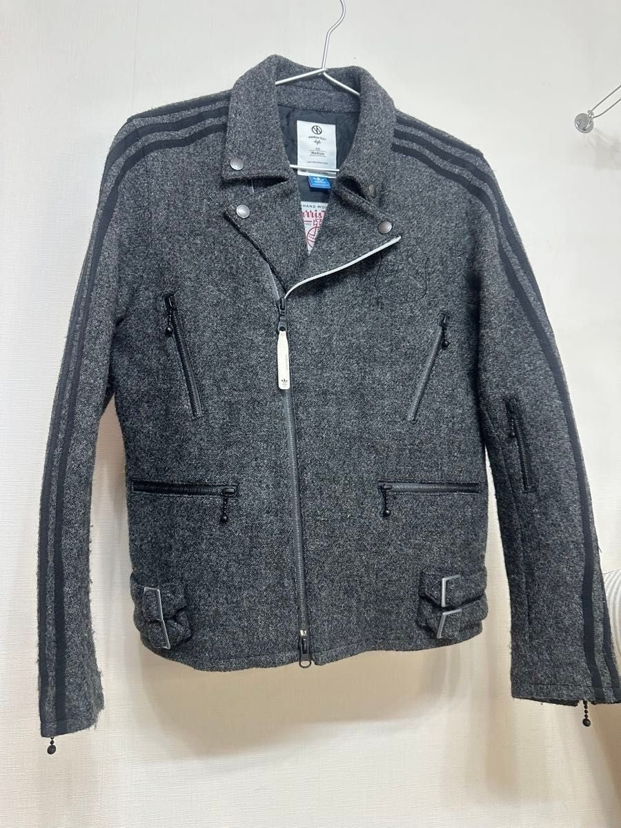 adidas Neighborhood Harris Tweed collaboration Men Double Rider Jacket Rare JPN