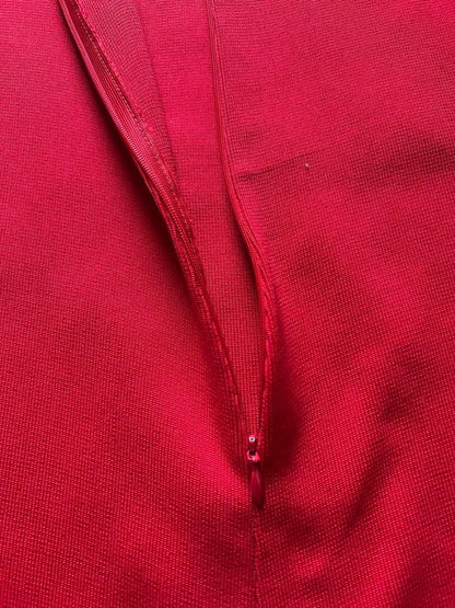 Charles Anastase Red High Neck Long Sleeve Top M - Fringe Design