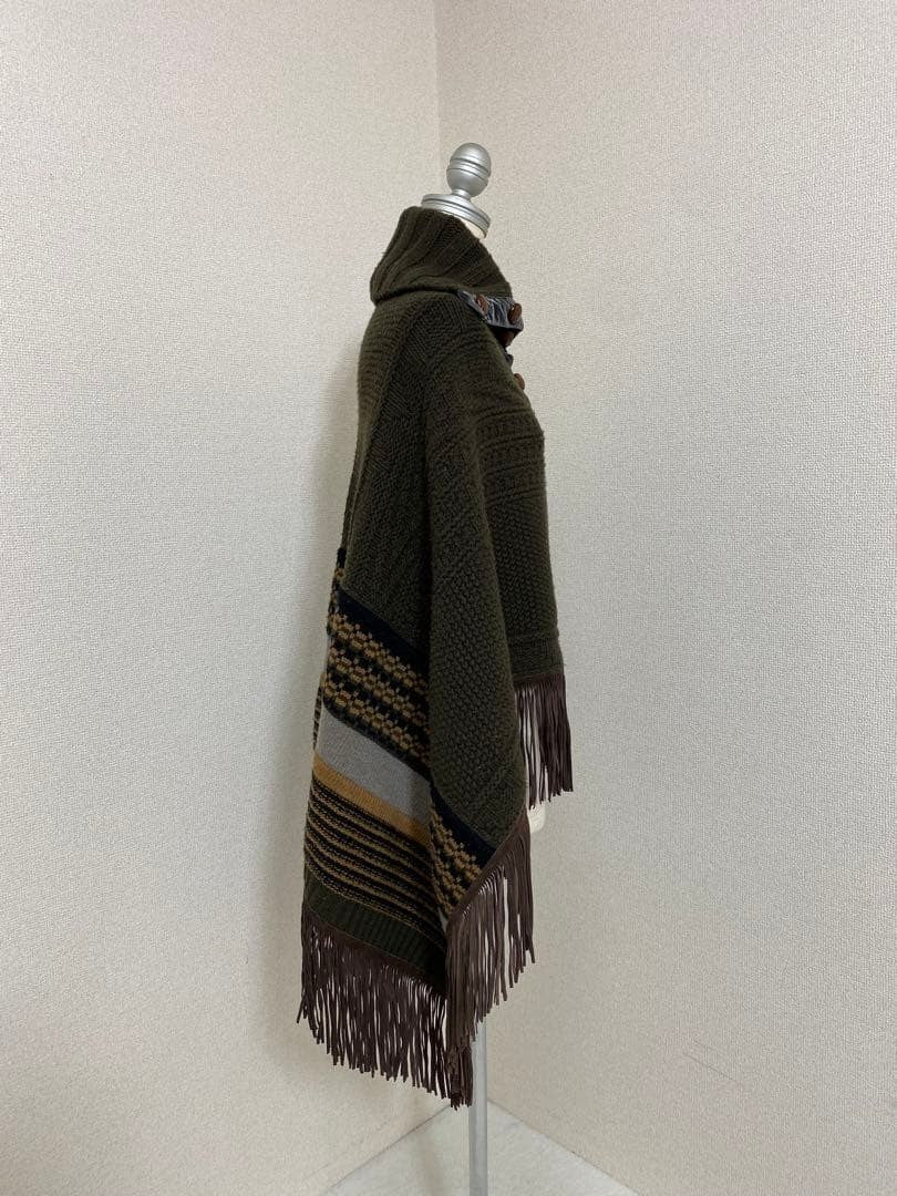 ETRO Cable Knit Fringe Poncho