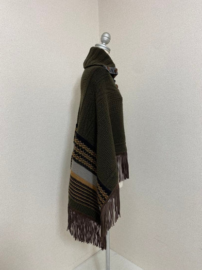 ETRO Cable Knit Fringe Poncho