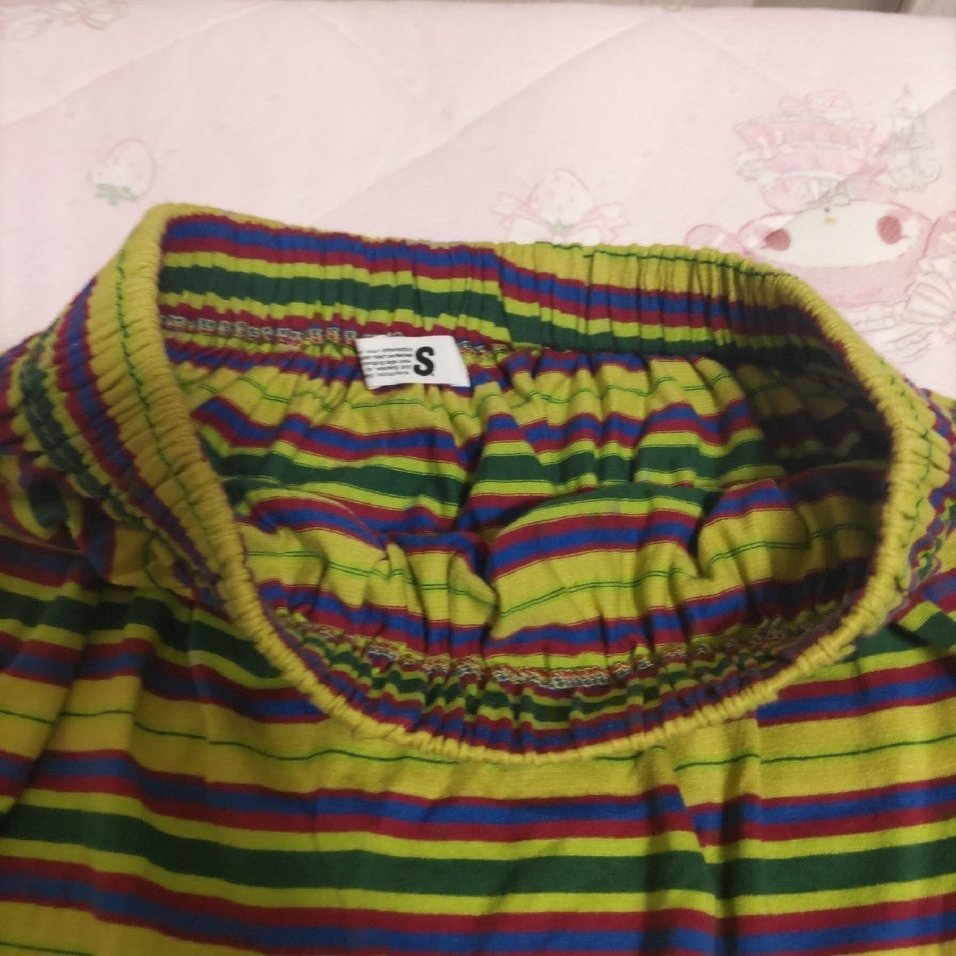 USED REDUCED PRICE RETRO ISSEY MIYAKE STRIPED SKIRT SET (SIZE M) GOOD