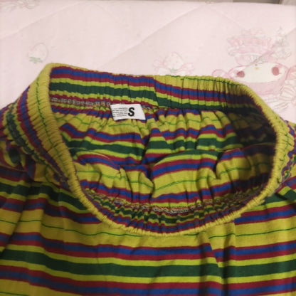 USED REDUCED PRICE RETRO ISSEY MIYAKE STRIPED SKIRT SET (SIZE M) GOOD