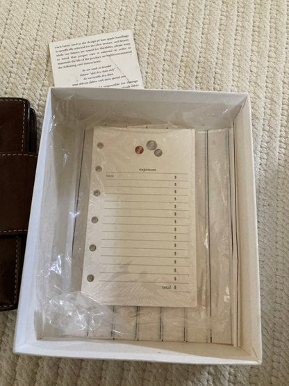 Kate Spade Genuine Leather Planner with Ruler Refills, Brown