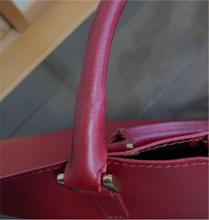 Spick and Span Red Leather Tote Bag A4 Size Genuine Leather Stylish Authentic