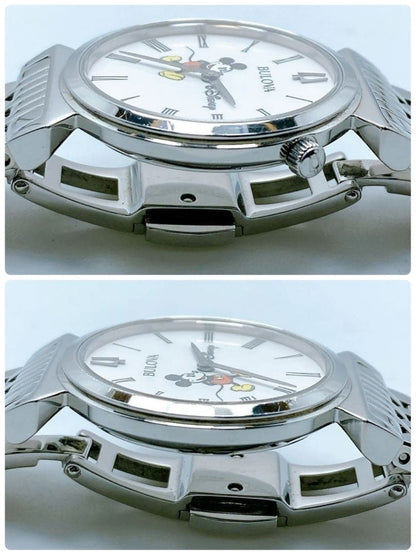Bulova Mickey Mouse Disney Round Watch Rare" Used