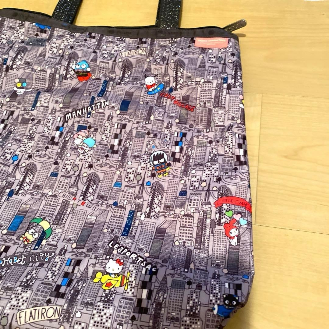 LeSportsac Sanrio Collab Tote Bag Gray Canvas Characters Unused Rare
