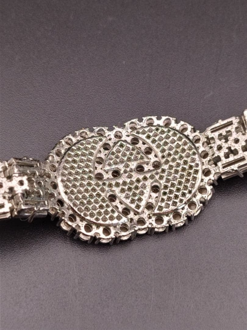 Authentic GUCCI Crystal GG Web Bracelet Silver Tone Vintage Rare Jewelry Italy