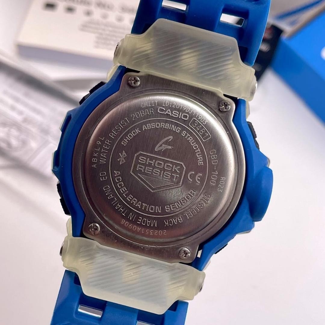 adidas x G-SHOCK GBD-100 Digital Watch Blue Bluetooth Rare Unused