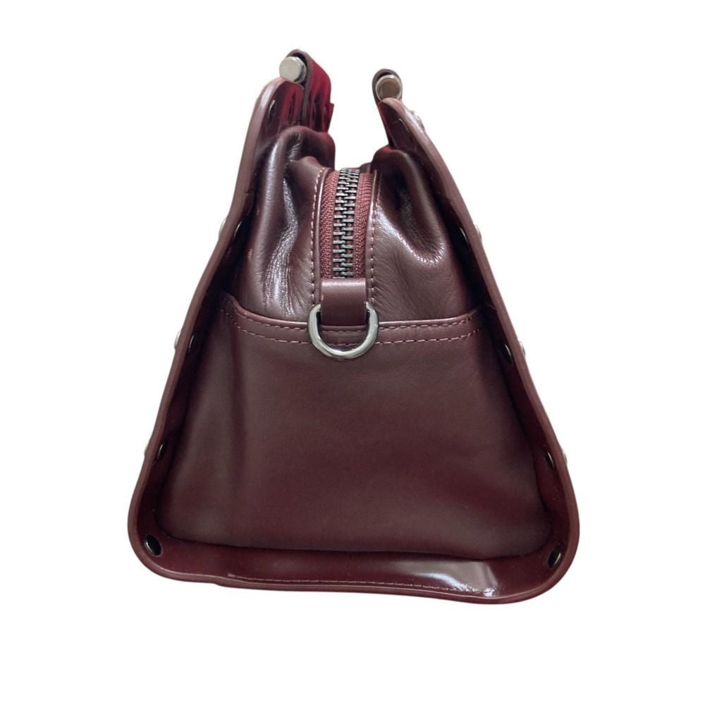 DIESEL Leather 2-Way Boston Bag/Handbag/Shoulder Bag in Bordeaux Women USED