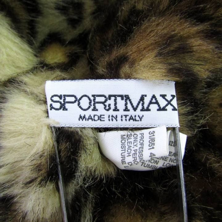 SPORT MAX Fur Muffler Stole Leopard Made in Italy Max Mara Women's Brown