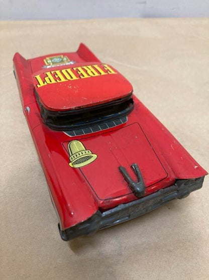 Tinplate Red Car FIRE DEPT FD CHIEF Showa Retro Vintage