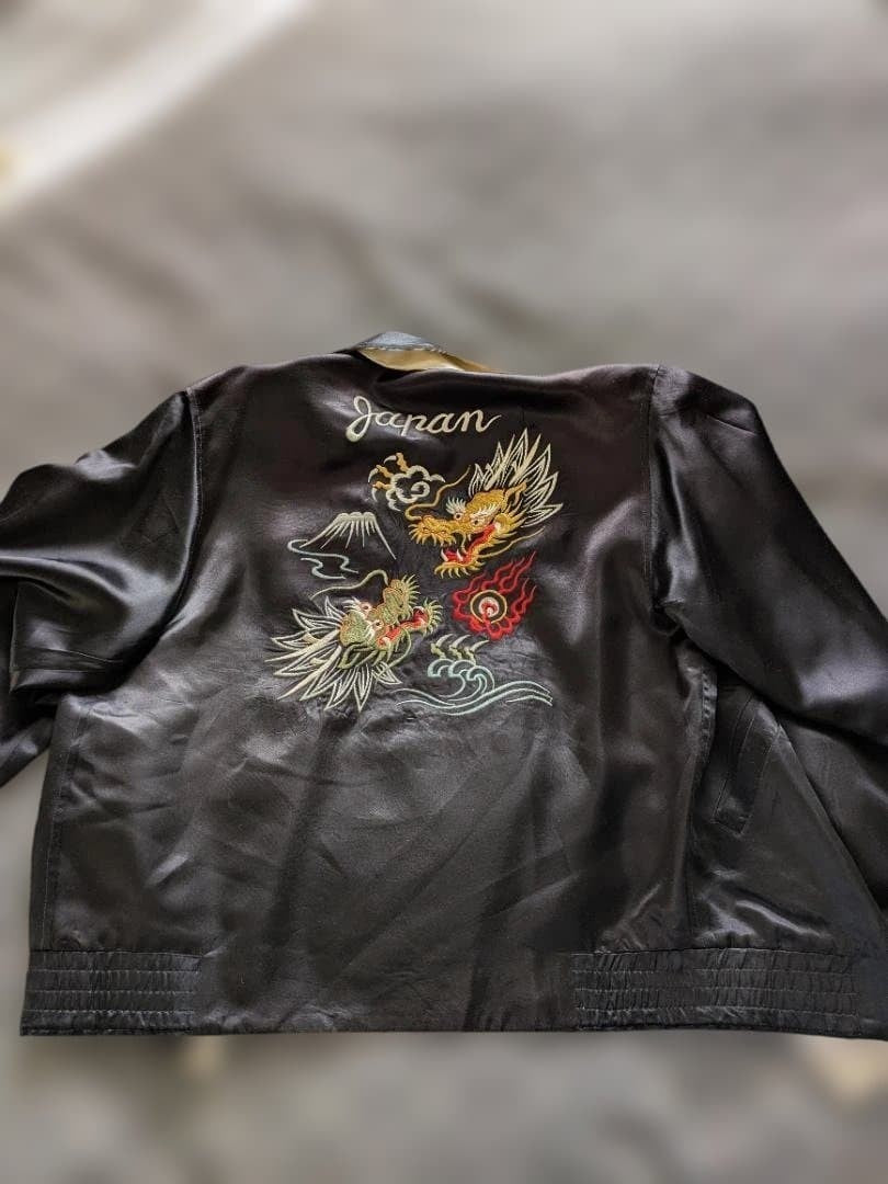 PINK DRAGON Sukajan Tiger Embroidery Jacket Reversible Satin Size M Mens