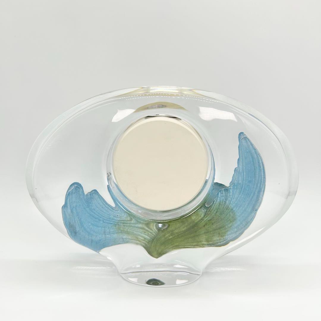Authentic Daum France Crystal Table Clock Blue Green Clear Gold Used From Japan