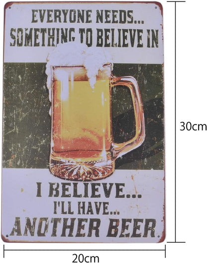 HWT HIRO WORLD TRADE Tinplate Sign, set of 5, retro vintage wall hanging (beer)