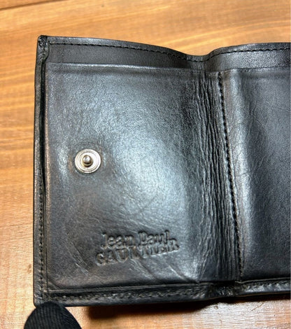 Jean Paul Gaultier Dragon Rare Black Leather Trifold Wallet Clasp Closure Men JP