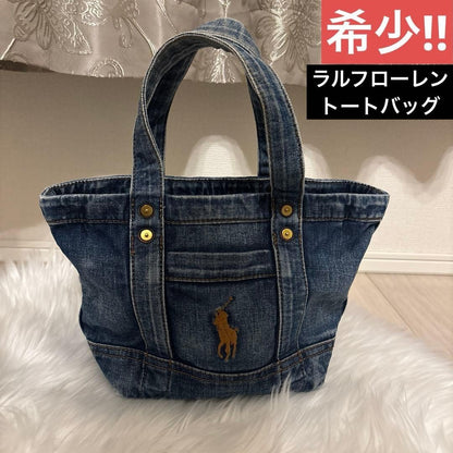 Ralph Lauren Women Polo Denim Tote Bag Embroidery Item Limited Edition VHTF