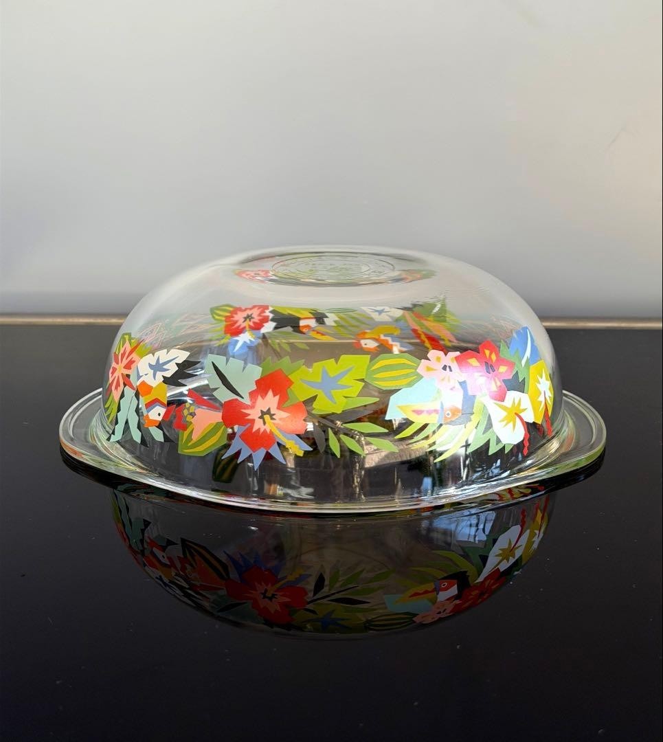 Retro Pop Glass Bowl Casserole with Lid Pyrex Floral Rare Vintage Collectible