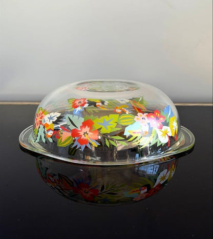 Retro Pop Glass Bowl Casserole with Lid Pyrex Floral Rare Vintage Collectible
