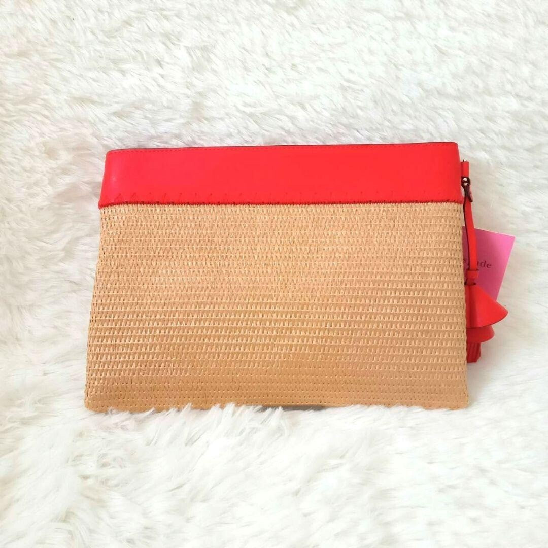 Kate Spade Tomato Clutch Bag Straw Summer Novelty embellished Clutch bag