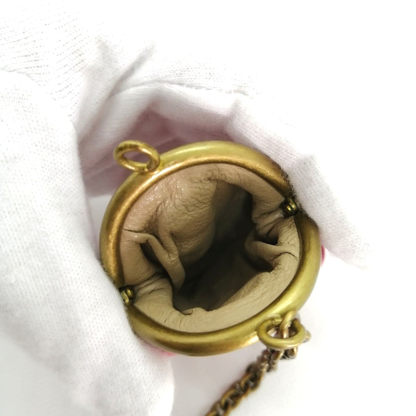 Bottega Veneta Pink Leather Key Ring Bag Charm Coin Pouch Keychain USED